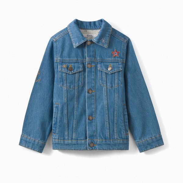 Veste en denim brodée - Bonpoint vintage