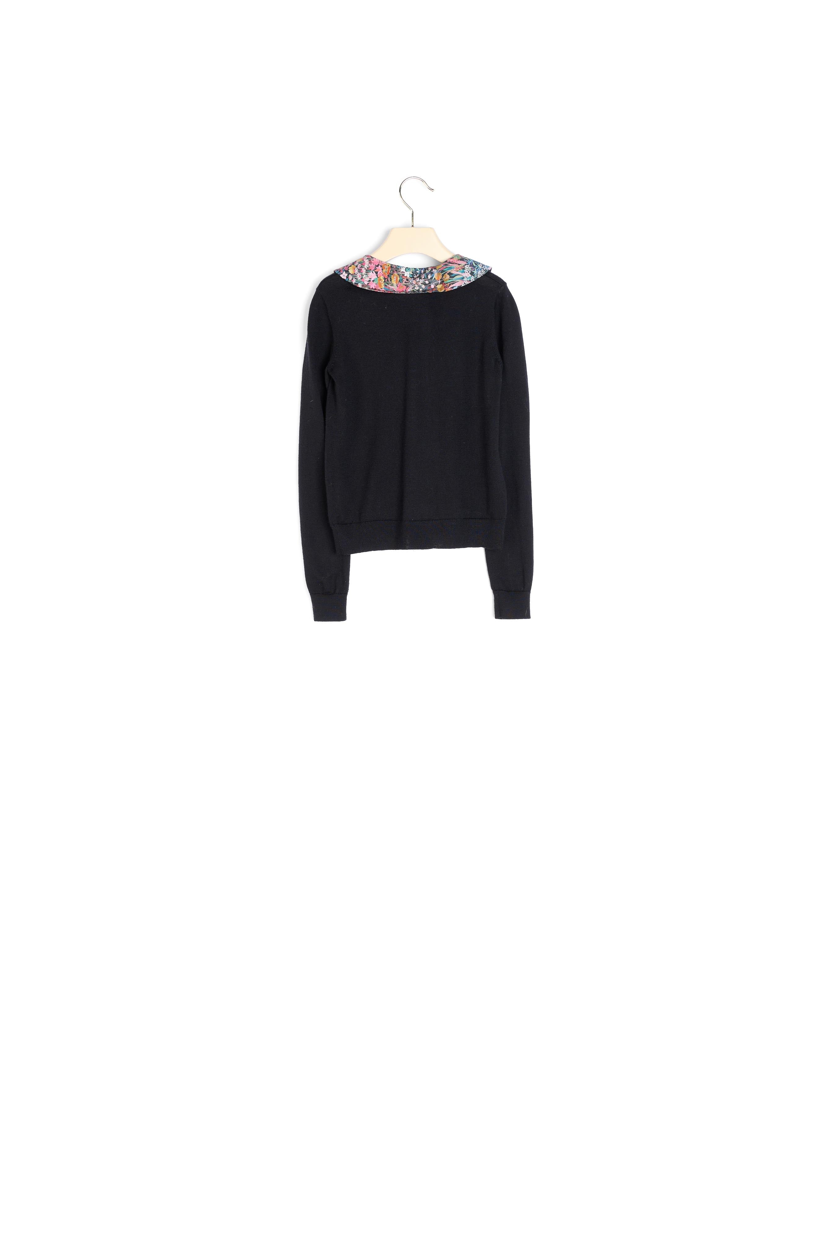 Cardigan fille avec col en tissu - Bonpoint vintage