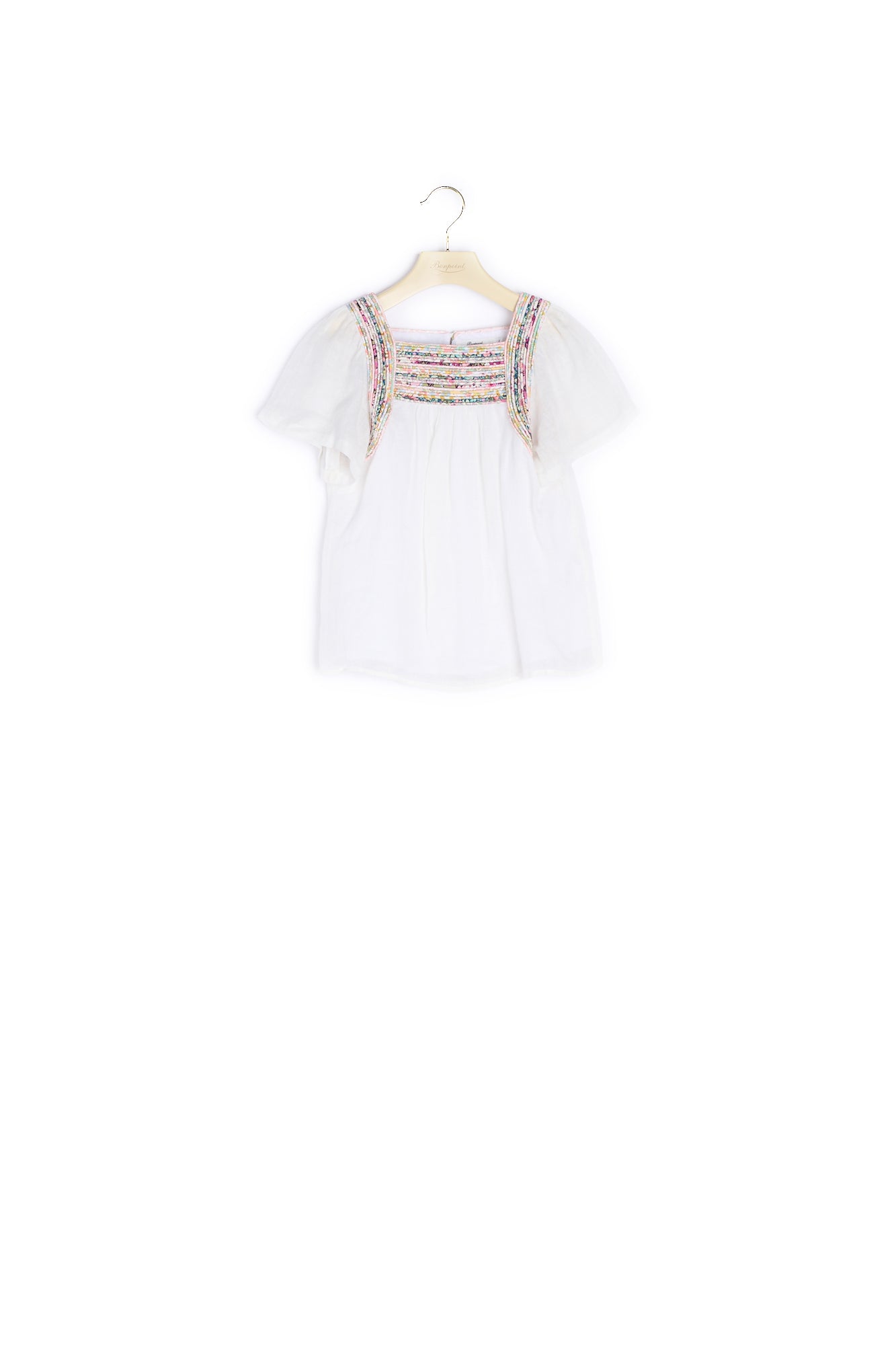 Blouse en lin et tissu Liberty fille - Bonpoint vintage