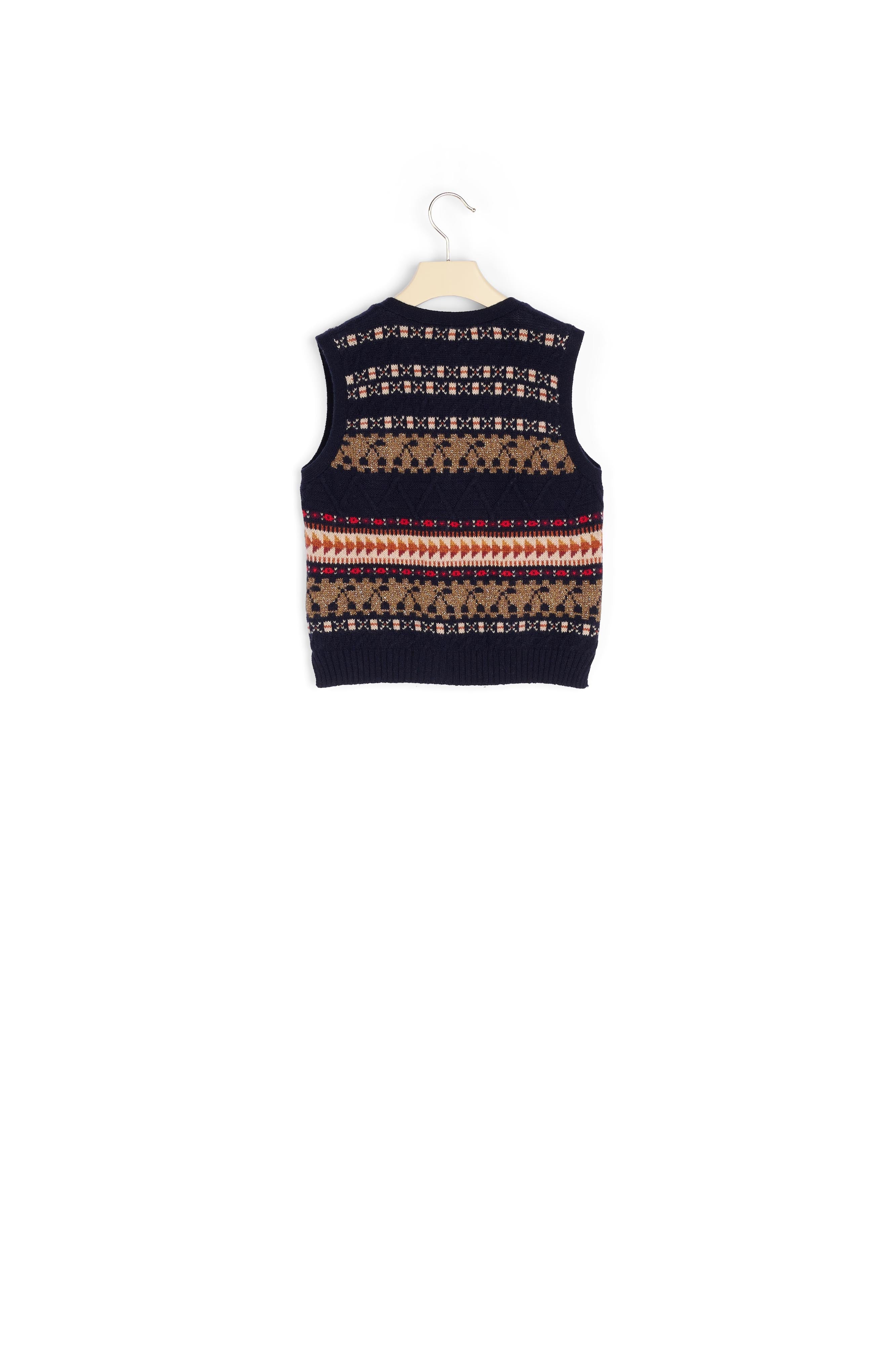 Gilet jacquard sans manches fille - Bonpoint vintage
