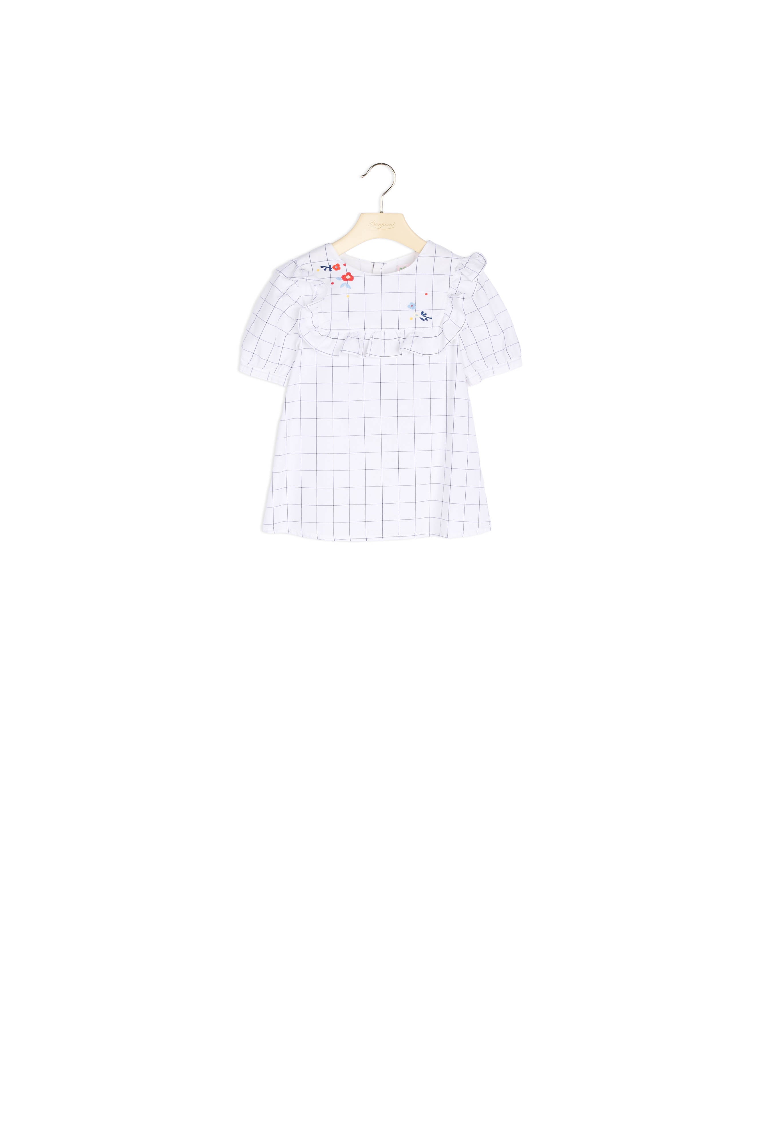 Blouse à carreaux brodée - Bonpoint vintage