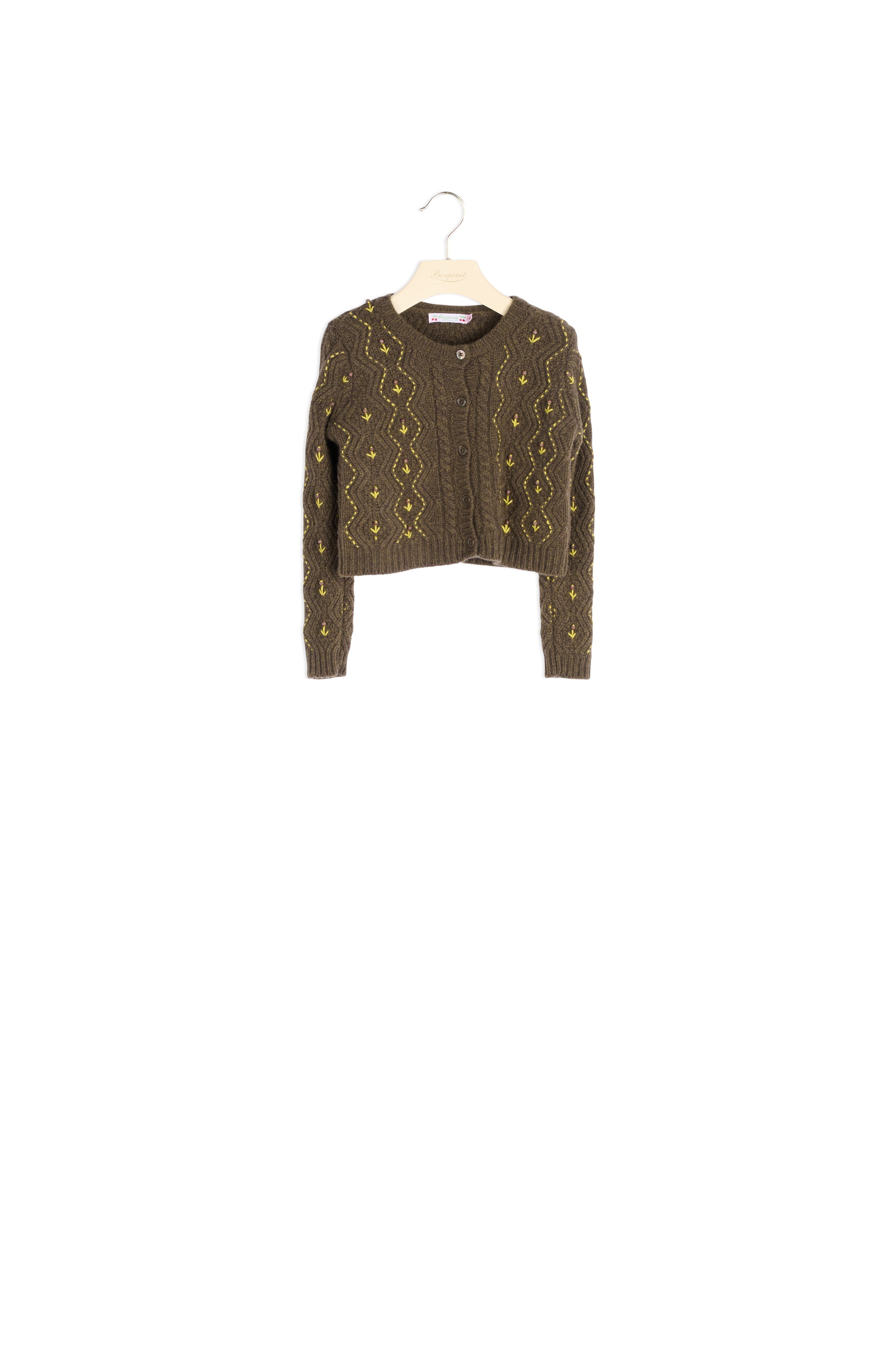 Cardigan en mérinos brodé - Bonpoint vintage
