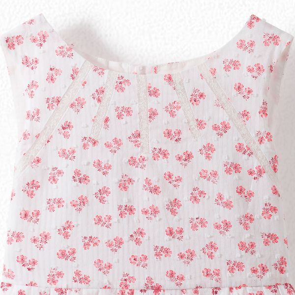 Robe en voile plumetis imprimé fille blanc - Bonpoint vintage