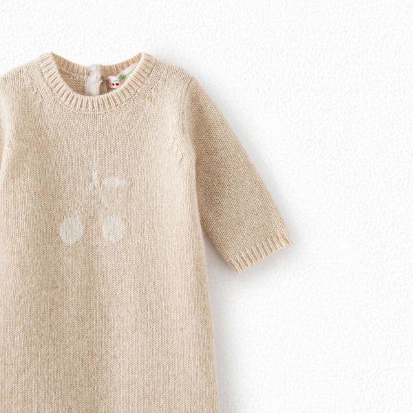 Combinaison avec cerise bébé naturel - Bonpoint vintage