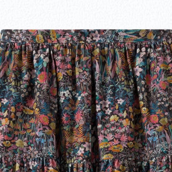 Jupe velours milleraies tissu Liberty femme - Bonpoint vintage